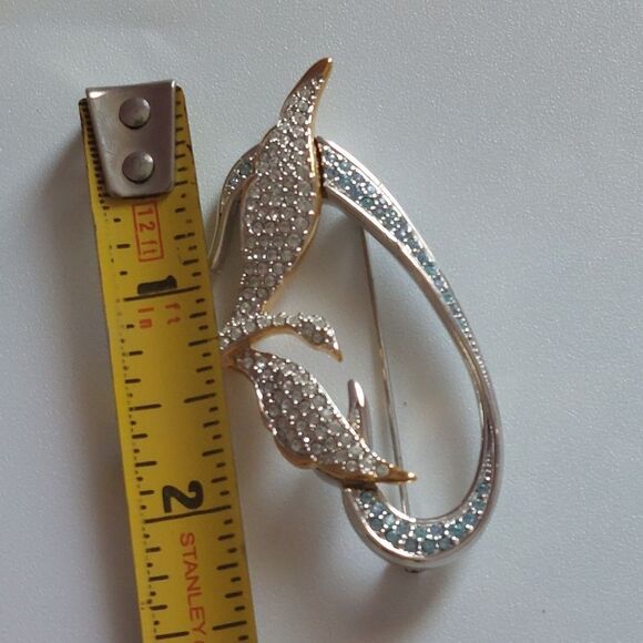 Vintage 1999 Swarovski Flying Bird Freedom Brooch Pin Crystal Paved Two Tones - Picture 8 of 9